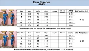Guide des tailles pour combinaison en jean à manches courtes pour femmes du S au 2XL