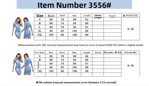Size chart for slim denim mini dress with measurements in cm for sizes S to 2XL
