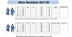 Size chart for women's distressed long denim coat showing bust and length measurements
