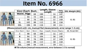 Size chart for women's denim jumpsuit including chest, waist, and hip measurements