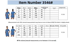 Size chart for slim fit denim dress showing S to 2XL measurements in CM for bust and waist