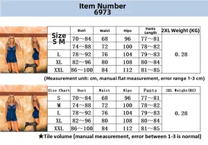 Size chart for women's slim fit denim romper showing measurements for S to XXL sizes