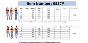 Detailed size chart for women's ripped slim fit denim jeans in light blue color