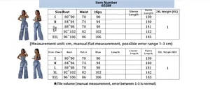 Tableau des tailles détaillé pour combinaison en jean bustier de la taille S à XXL