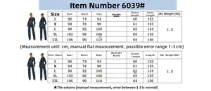 Detailed size chart for washed denim long sleeve jumpsuit with measurements S to XXL