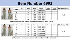 Size guide table for slim fit denim wide leg jumpsuit with precise measurements