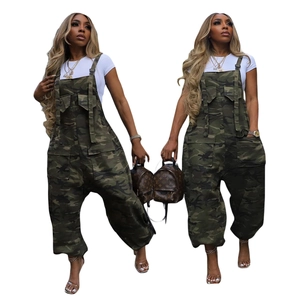 Combinaison Cargo Camouflage Décontractée Pour Femmes Avec Bretelles Multi-Poches Coupe Ample Streetwear Mode Jambe Large Cargo Jumpsuit
