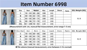 Guide des tailles pour combinaison en jean bustier avec mesures de buste et taille