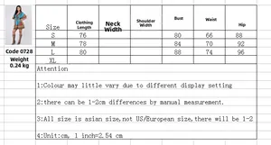 Tableau des tailles pour robe vintage boho pour femmes avec dimensions S-XL et détails