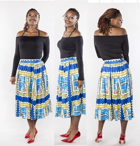 Women Ethnic Retro Off-Shoulder Long Sleeve Black Top And Stamp Print Pleated Skirt Linen Blend Clothing Set