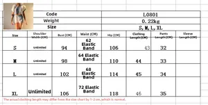 Detailed size chart for ethnic print two-piece set including bust and waist measurements