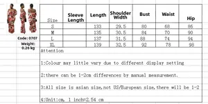 Comprehensive size chart for off-shoulder floral maxi dress with measurements in cm