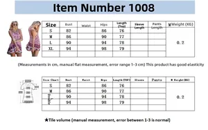 Detailed size chart for boho elephant print mini dress showing S-XL measurements in CM