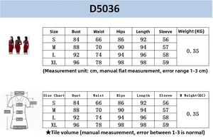 Size chart table for long sleeve bodycon dress showing measurements for S, M, L, XL