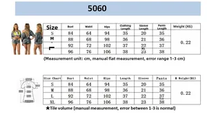 Size chart for camo print two-piece set featuring bust, waist, and hips measurements