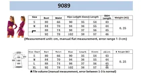 Detailed size chart in centimeters for the long sleeve crop top and mini skirt set