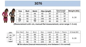 Size chart for snakeskin print long sleeve two-piece set with measurement guide