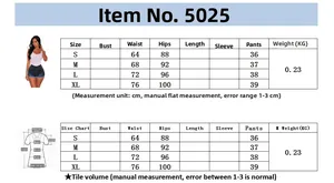 Size chart for women's high waist denim shorts showing waist, hips and length in S-XL
