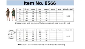 Size chart for women's sequin dress showing measurements for S to XXL in centimeters