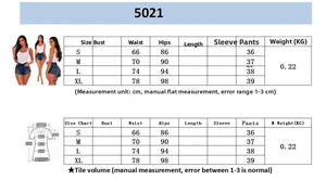 Size chart for high-waisted denim shorts ranging from S to XL with specific measurements