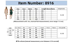 Detailed size chart for sequin bodycon dress with S to XXL measurements in centimeters