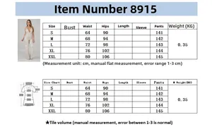 Detailed size chart for the sequin backless jumpsuit showing waist and hip measurements