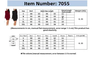 Detailed size chart for sexy long sleeve bandage bodycon dress with S to XXL measurements