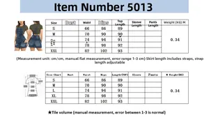 Size chart for backless denim mini dress showing waist, hips, and length measurements