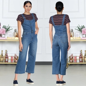 Damen Casual Denim Latzhose Jumpsuit Gewaschene Baumwolle Weites Bein Trägerhose Fashion Streetwear Jumpsuits Für Damen
