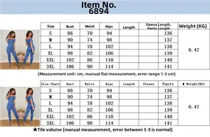 Size chart table for denim off-shoulder jumpsuit with bust waist and hip measurements