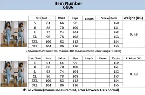Detailed size guide table for women's slim fit puff sleeve denim jumpsuit in light blue