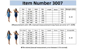 Size chart for blue polka dot denim halter mini dress ranging from S to 3XL