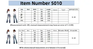 Detailed size chart for women distressed flare jeans with waist and hip measurements