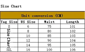 Size chart for women's distressed printed straight jeans with waist and length in cm