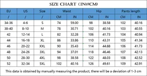 Guide des tailles détaillé pour jeans imprimés avec mesures US et EU du S au 5XL