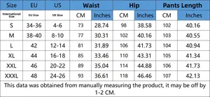 Size chart for straight denim jeans with waist and hip measurements in CM and inches
