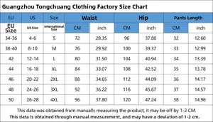 Tableau des tailles détaillé pour short en jean taille haute avec mesures en cm et pouces