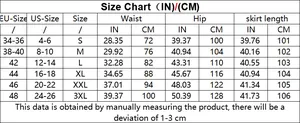 Size chart for vintage wide-leg jeans with detailed EU/US measurements in cm and inches