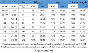 Size chart for blue straight jeans with detailed EU US measurements and international sizes