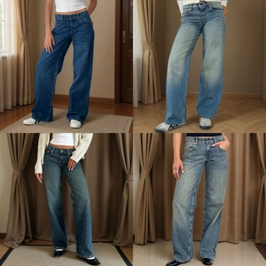Women American Retro High Waist Wide Leg Jeans Washed Denim Pants Loose Straight Trousers For Women Casual Streetwear