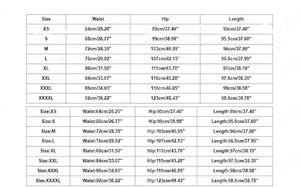 Detailed size chart for printed harem pants showing waist and hip metrics from XS to 4XL