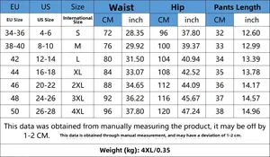 Tableau des tailles pour shorts en jean femme avec mesures EU, US et internationales