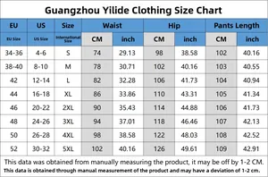 Detailed size chart for women's printed ripped straight jeans from S to 5XL sizing