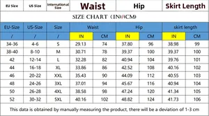 Detailed size chart for straight printed denim pants with international size conversions