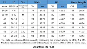 Size chart for trendy winter patchwork denim jeans showing waist and hip measurements
