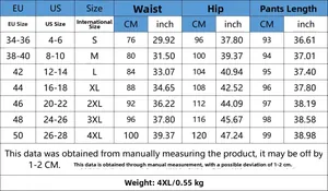 Detailed sizing chart for women's distressed slim jeans including US and EU measurements
