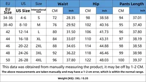 Detailed size chart for women denim shorts from S to 4XL with waist and hip measurements