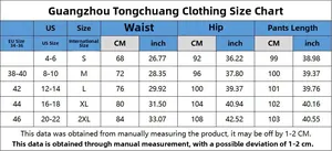 Größentabelle für Damenjeans mit weitem Bein sowie Maßen für Taille, Hüfte und Länge