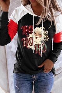 Détail d'un sweat à capuche avec imprimé Père Noël rétro et design de texte HO HO HO