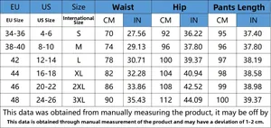 Guide des tailles pour jeans skinny déchirés avec mesures UE, US et internationales S-3XL